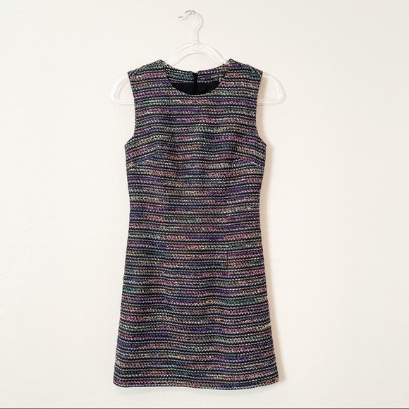 Rachel Roy Women's Tweed Mini Sheath Dress Rainbow Colorful Sleeveless 2 - Picture 1 of 6